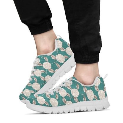 Hydrangea Pattern Print Design HD03 Sneakers White Bottom Shoes