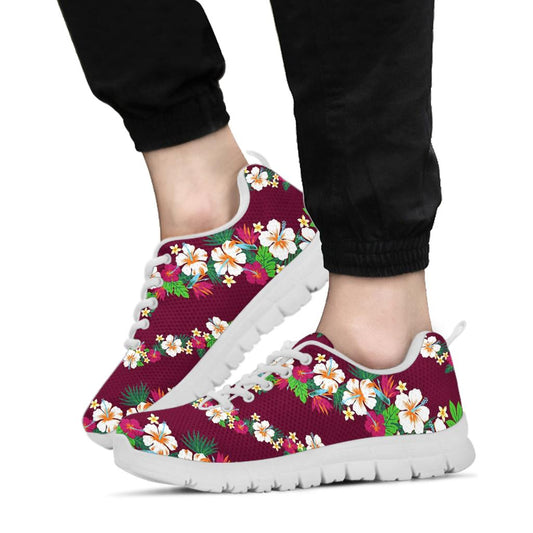 Hawaiian Themed Pattern Print Design H06 Sneakers White Bottom Shoes