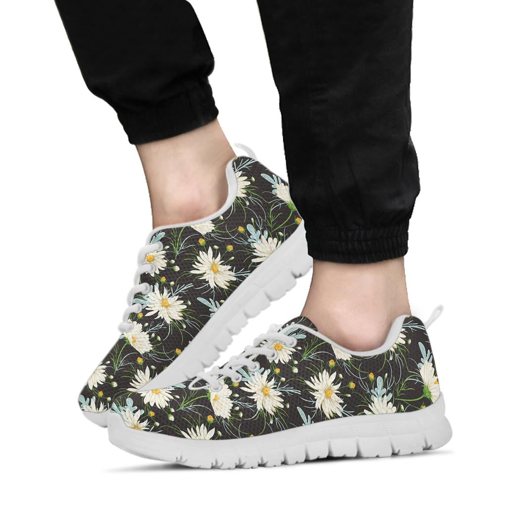 Daisy Pattern Print Design DS08 Sneakers White Bottom Shoes