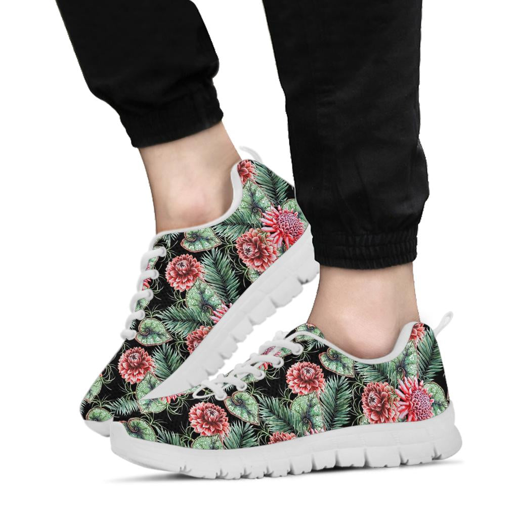 Dahlia Pattern Print Design DH06 Sneakers White Bottom Shoes