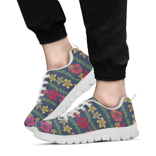Hawaiian Themed Pattern Print Design H018 Sneakers White Bottom Shoes