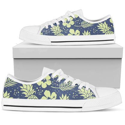 Pineapple Pattern Print Design PP07 White Bottom Low Top Shoes