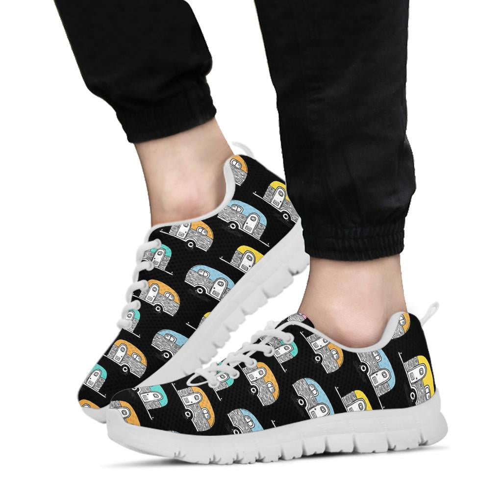 Camper Pattern Camping Themed No 2 Print Sneakers White Bottom Shoes