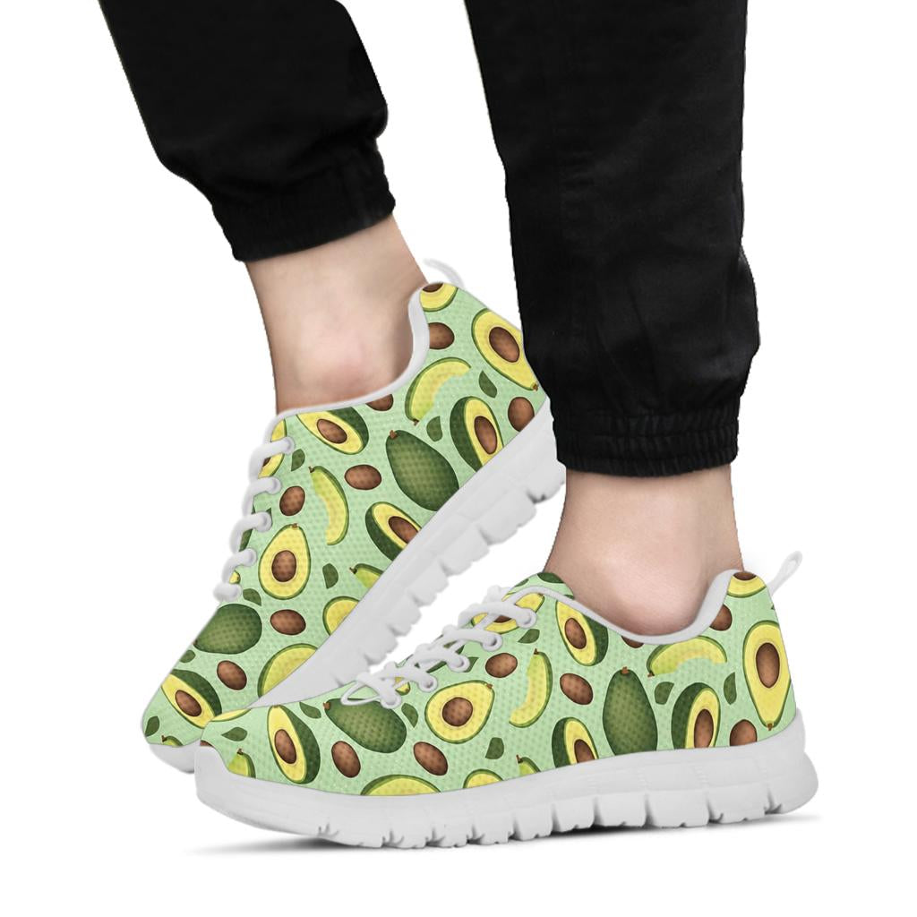 Avocado Pattern Print Design AC01 Sneakers White Bottom Shoes