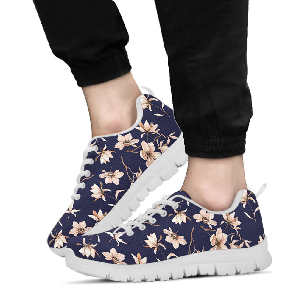 Beautiful Floral Pattern Sneakers White Bottom Shoes