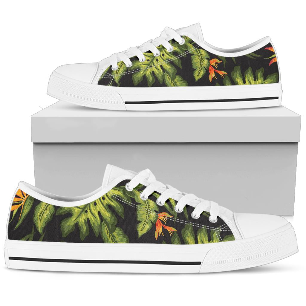 Bird Of Paradise Pattern Print Design BOP013 White Bottom Low Top Shoes