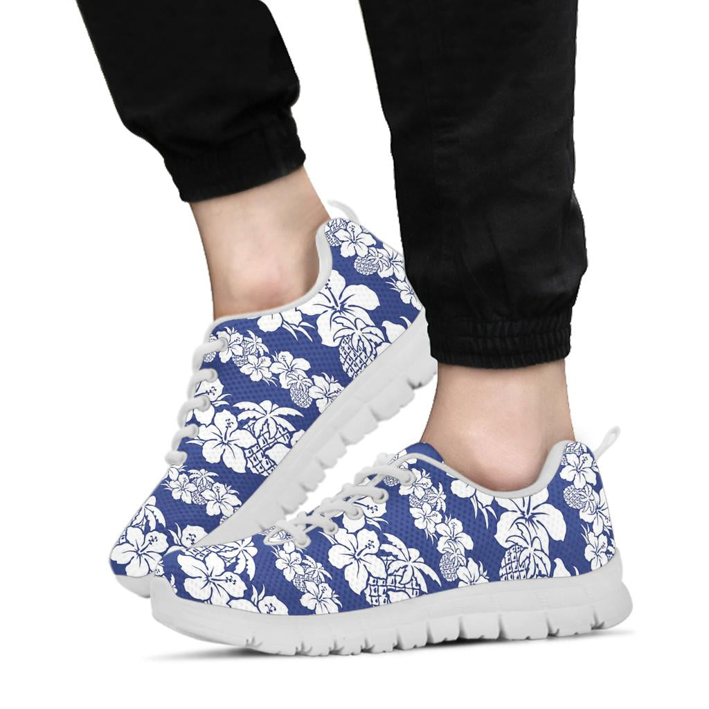 Hawaiian Themed Pattern Print Design H07 Sneakers White Bottom Shoes
