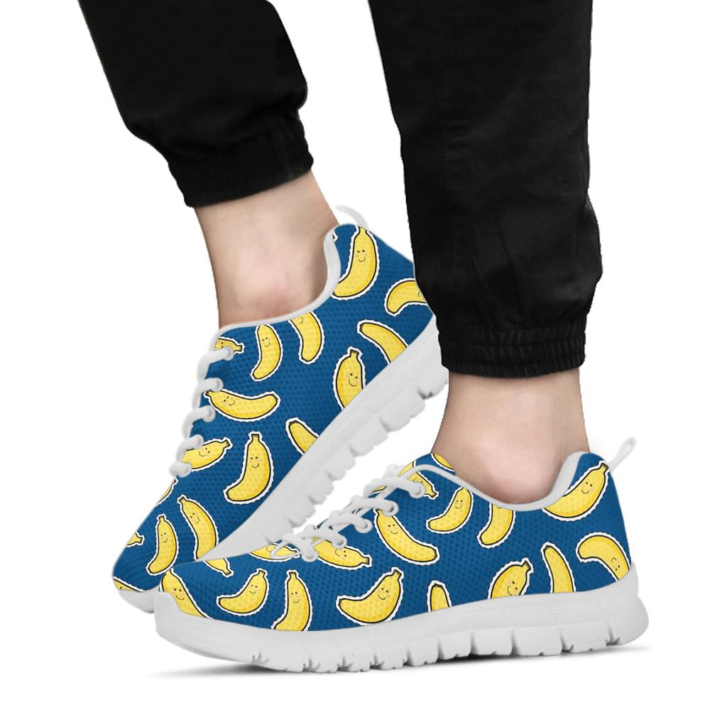 Banana Pattern Print Design BA03 Sneakers White Bottom Shoes