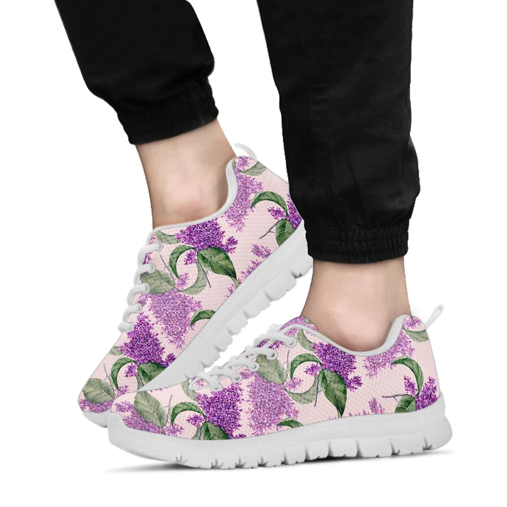 Lilac Pattern Print Design LI02 Sneakers White Bottom Shoes