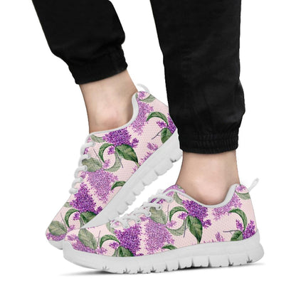 Lilac Pattern Print Design LI02 Sneakers White Bottom Shoes