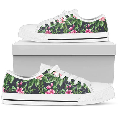 Summer Floral Pattern Print Design SF010 White Bottom Low Top Shoes