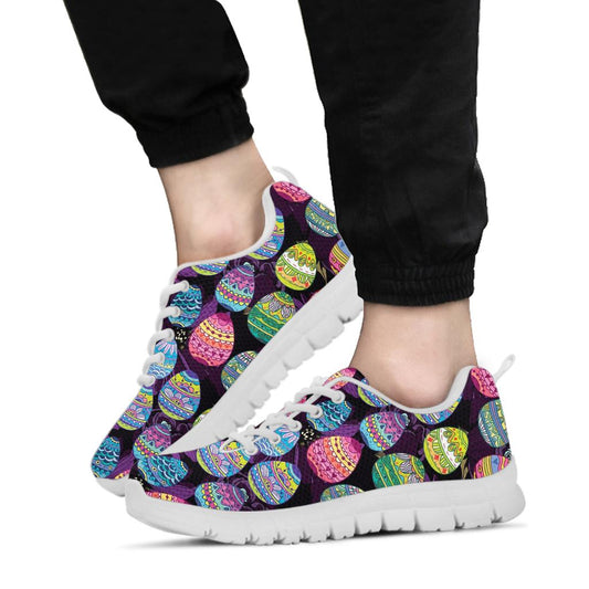 Easter Eggs Pattern Print Design RB08 Sneakers White Bottom Shoes