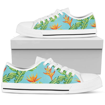 Bird Of Paradise Pattern Print Design BOP04 White Bottom Low Top Shoes