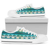 Blue Tribal Aztec White Bottom Low Top Shoes