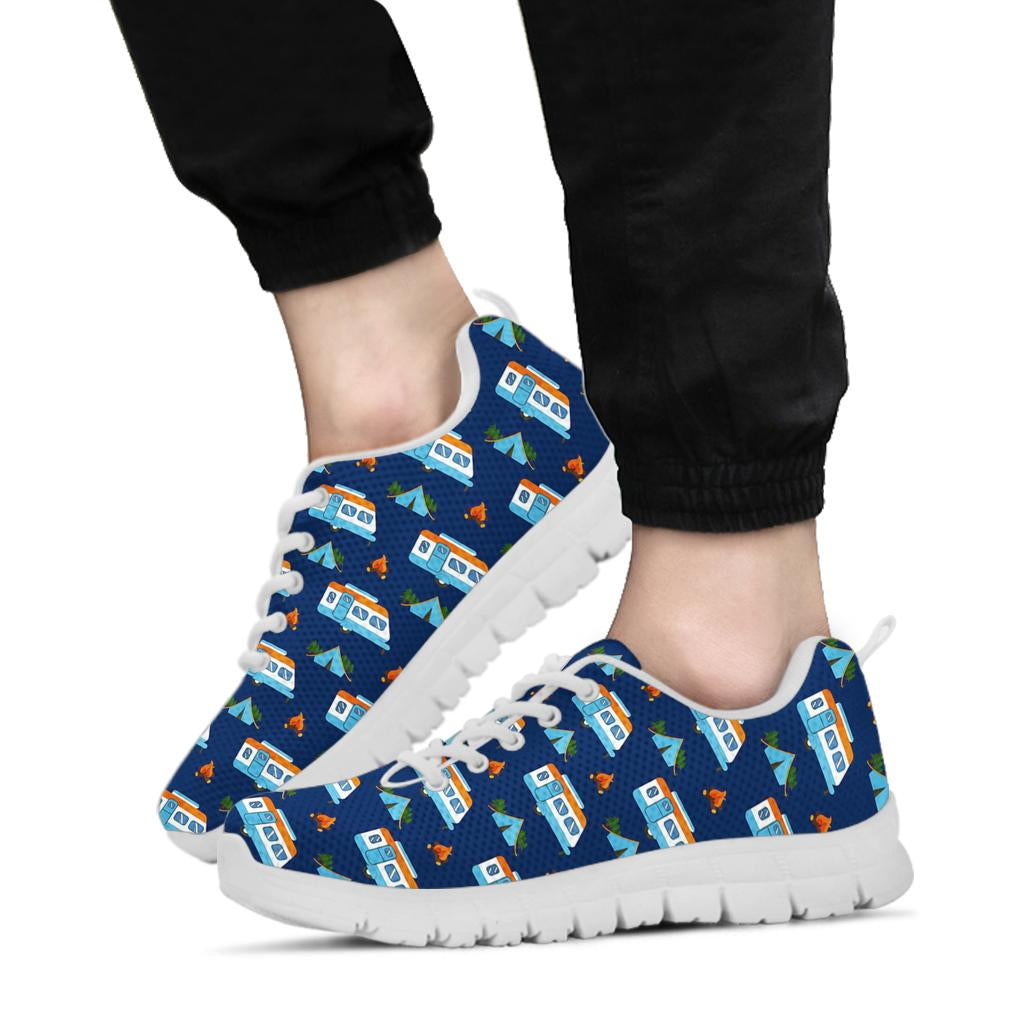 Camper Pattern Camping Themed No 3 Print Sneakers White Bottom Shoes