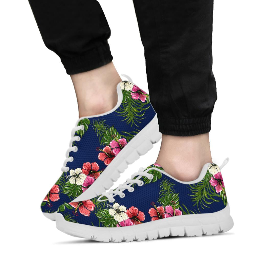 Hibiscus Pattern Print Design HB028 Sneakers White Bottom Shoes