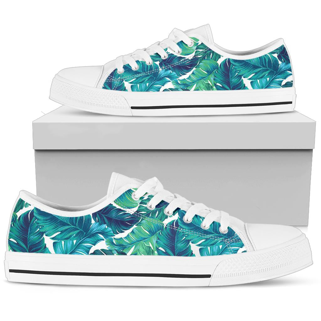 Brightness Tropical Palm Leaves White Bottom Low Top Shoes