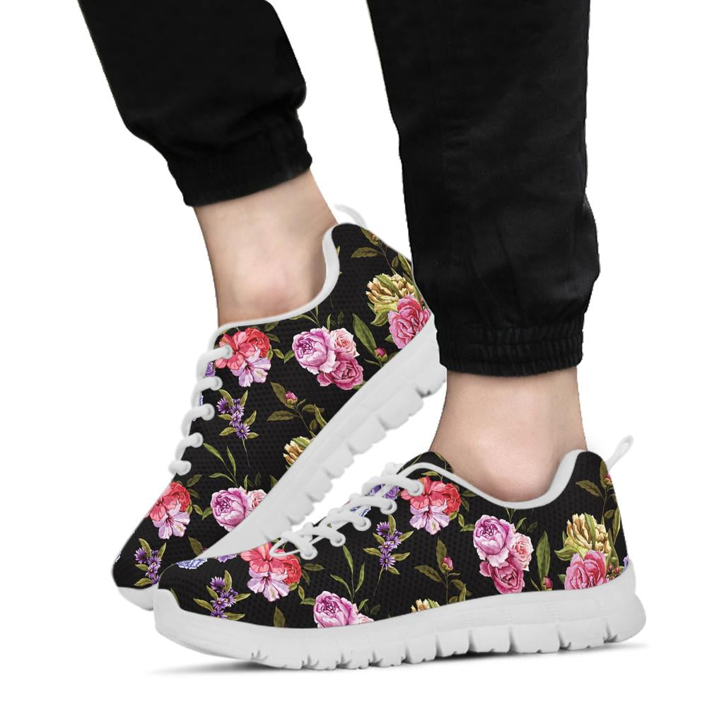 Carnations Pattern Print Design CN05 Sneakers White Bottom Shoes