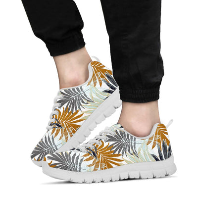 Colorful Tropical Palm Leaves Sneakers White Bottom Shoes