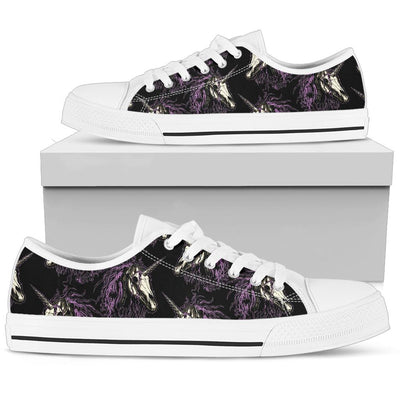 Unicorn Skull head White Bottom Low Top Shoes