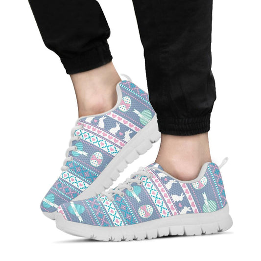 Easter Eggs Pattern Print Design RB013 Sneakers White Bottom Shoes