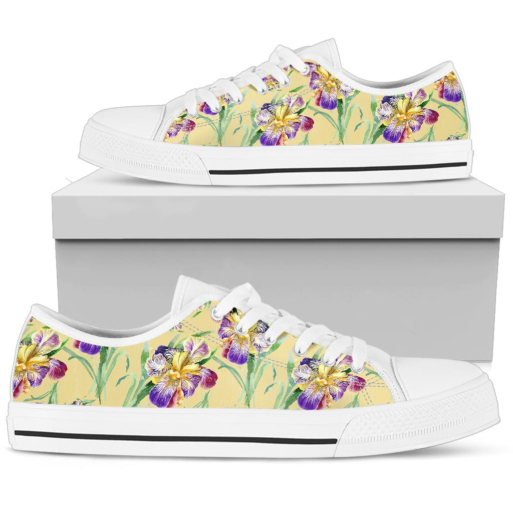 Iris Pattern Print Design IR06 White Bottom Low Top Shoes