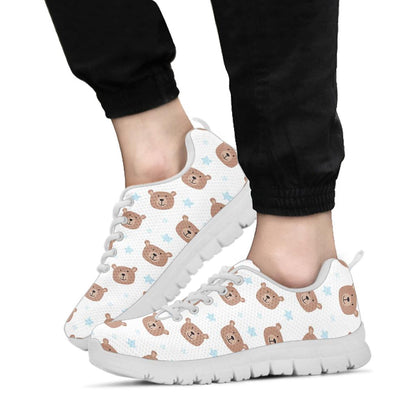 Bear Pattern Print Design BE02 Sneakers White Bottom Shoes