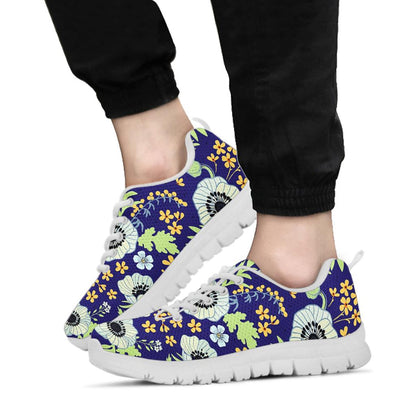 Anemone Pattern Print Design AM06 Sneakers White Bottom Shoes