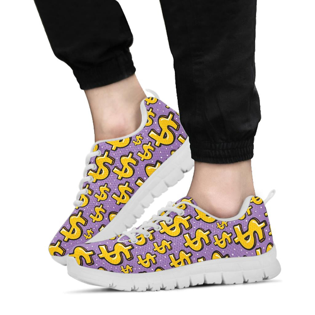 Dollar Pattern Print Design DO01 Sneakers White Bottom Shoes