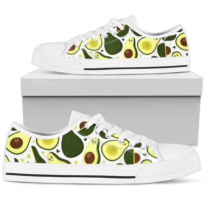 Avocado Pattern Print Design AC06 White Bottom Low Top Shoes