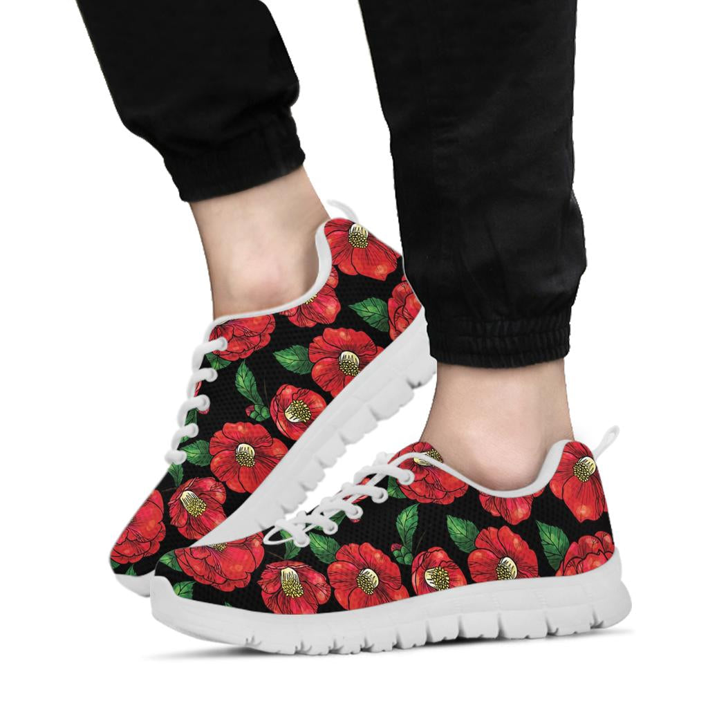 Camellia Pattern Print Design CM07 Sneakers White Bottom Shoes