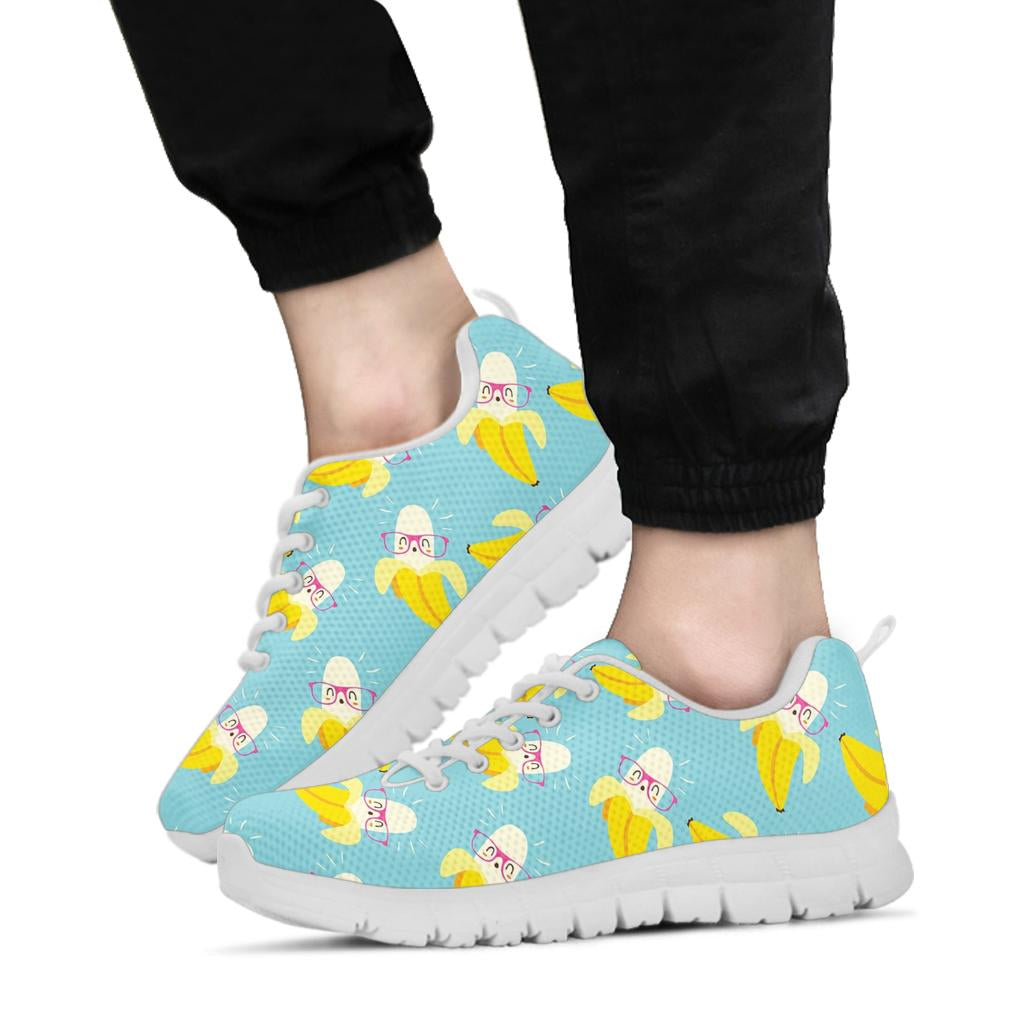 Banana Pattern Print Design BA07 Sneakers White Bottom Shoes
