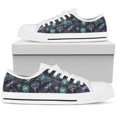 Butterfly Dragonfly White Bottom Low Top Shoes