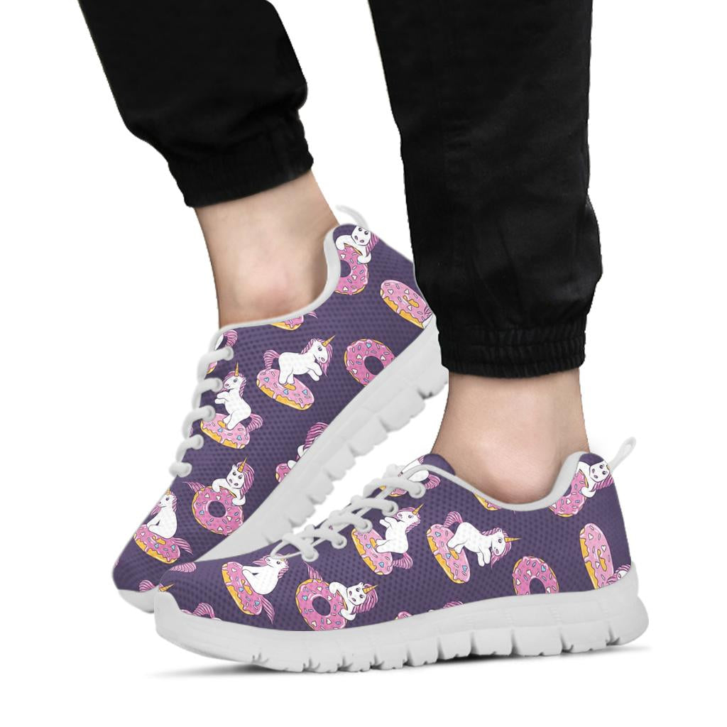 Donut Unicorn Pattern Print Design DN011 Sneakers White Bottom Shoes