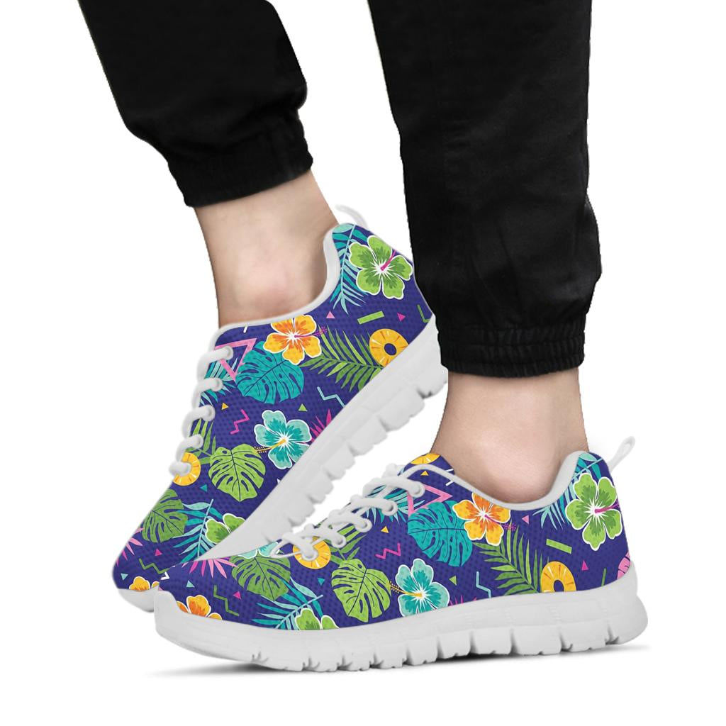 Hawaiian Themed Pattern Print Design H014 Sneakers White Bottom Shoes