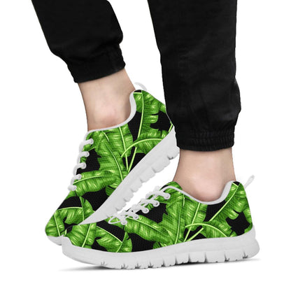 Banana Leaf Pattern Print Design BL01 Sneakers White Bottom Shoes