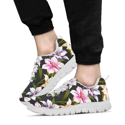 Lily Pattern Print Design LY01 Sneakers White Bottom Shoes