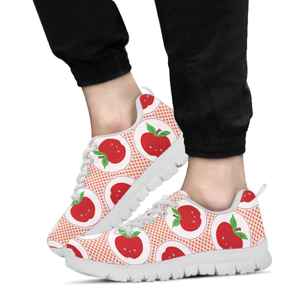 Apple Pattern Print Design AP08 Sneakers White Bottom Shoes