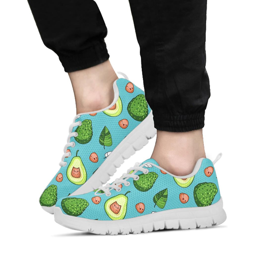 Avocado Pattern Print Design AC05 Sneakers White Bottom Shoes