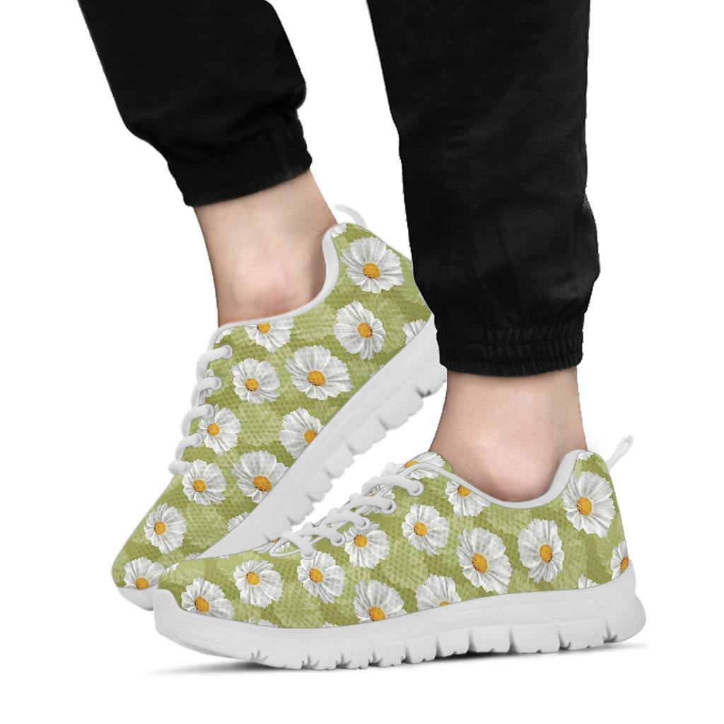 Daisy Pattern Print Design DS06 Sneakers White Bottom Shoes