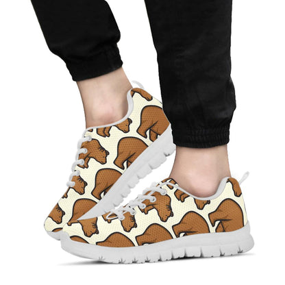 Bear Pattern Print Design BE05 Sneakers White Bottom Shoes