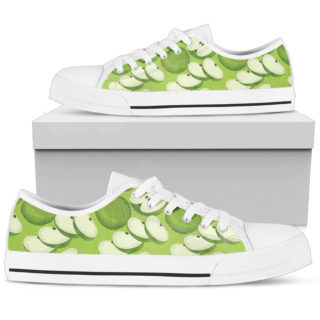 Apple Pattern Print Design AP010 White Bottom Low Top Shoes
