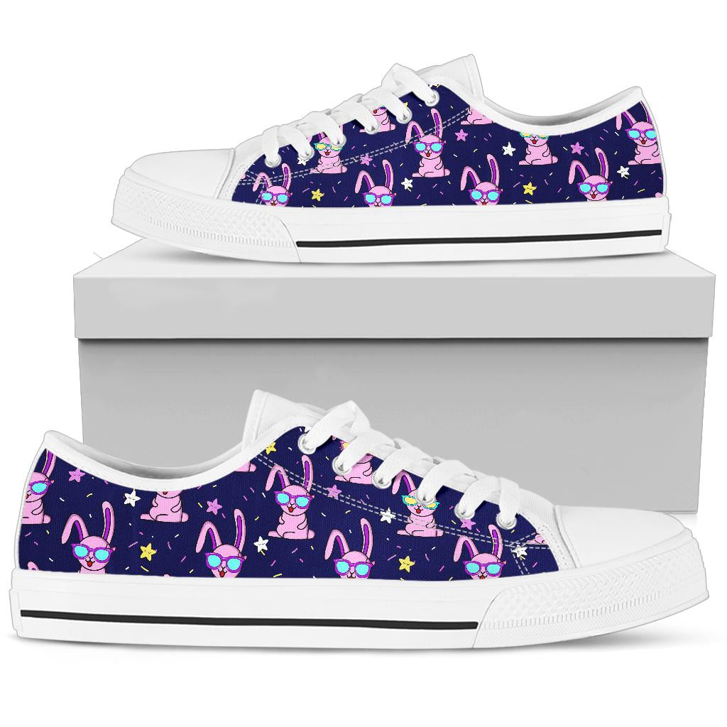 Rabbit Baby Pattern Print Design RB015 White Bottom Low Top Shoes