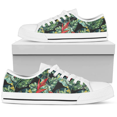 Bird Of Paradise Pattern Print Design BOP06 White Bottom Low Top Shoes