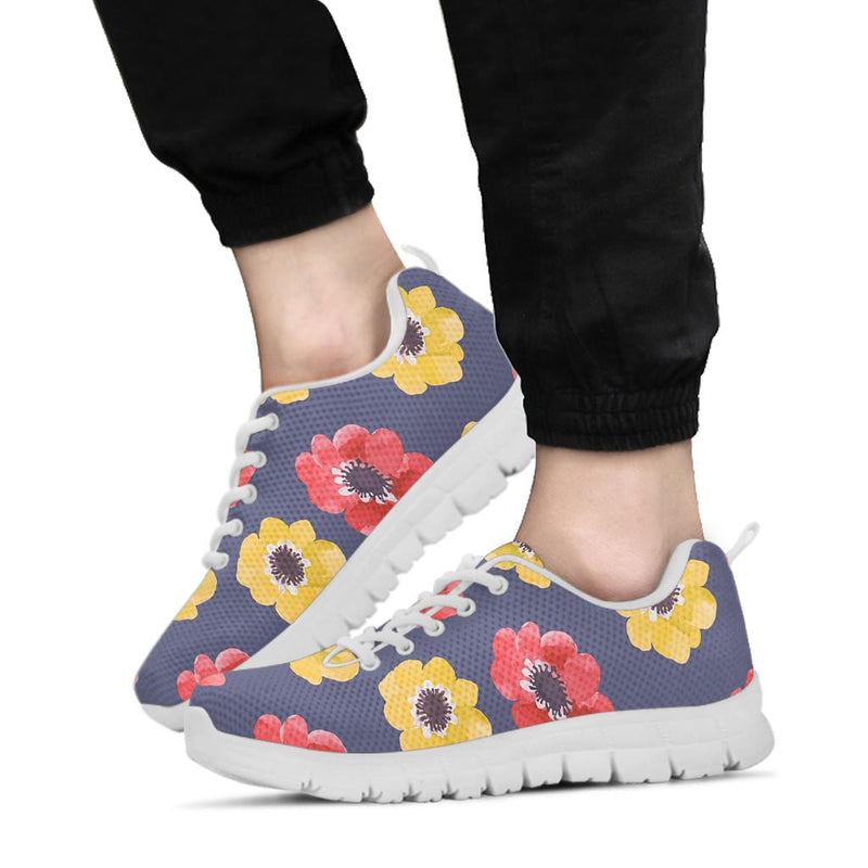 Anemone Pattern Print Design AM010 Sneakers White Bottom Shoes
