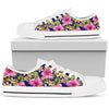 Pink Hibiscus Pattern Print Design HB027 White Bottom Low Top Shoes