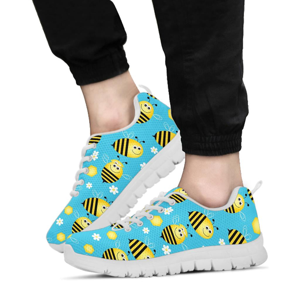 Bee Pattern Print Design BEE06 Sneakers White Bottom Shoes