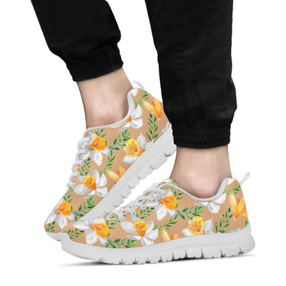 Daffodils Pattern Print Design DF04 Sneakers White Bottom Shoes
