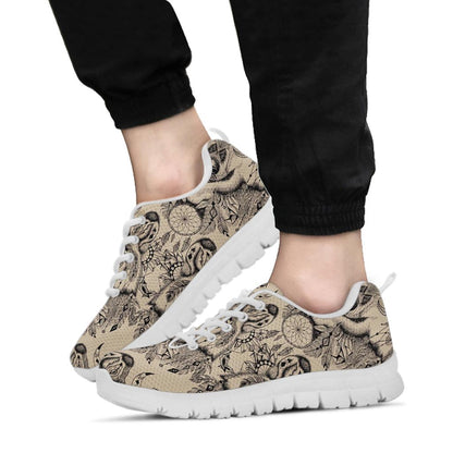 Indian Boho Wolf  Sneakers White Bottom Shoes