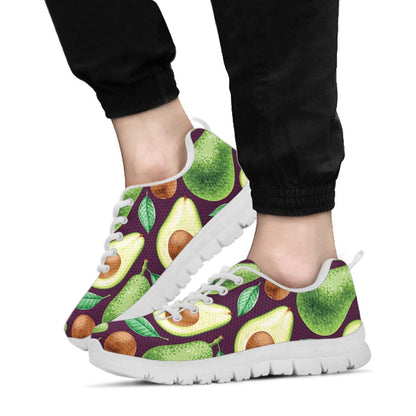 Avocado Pattern Print Design AC08 Sneakers White Bottom Shoes